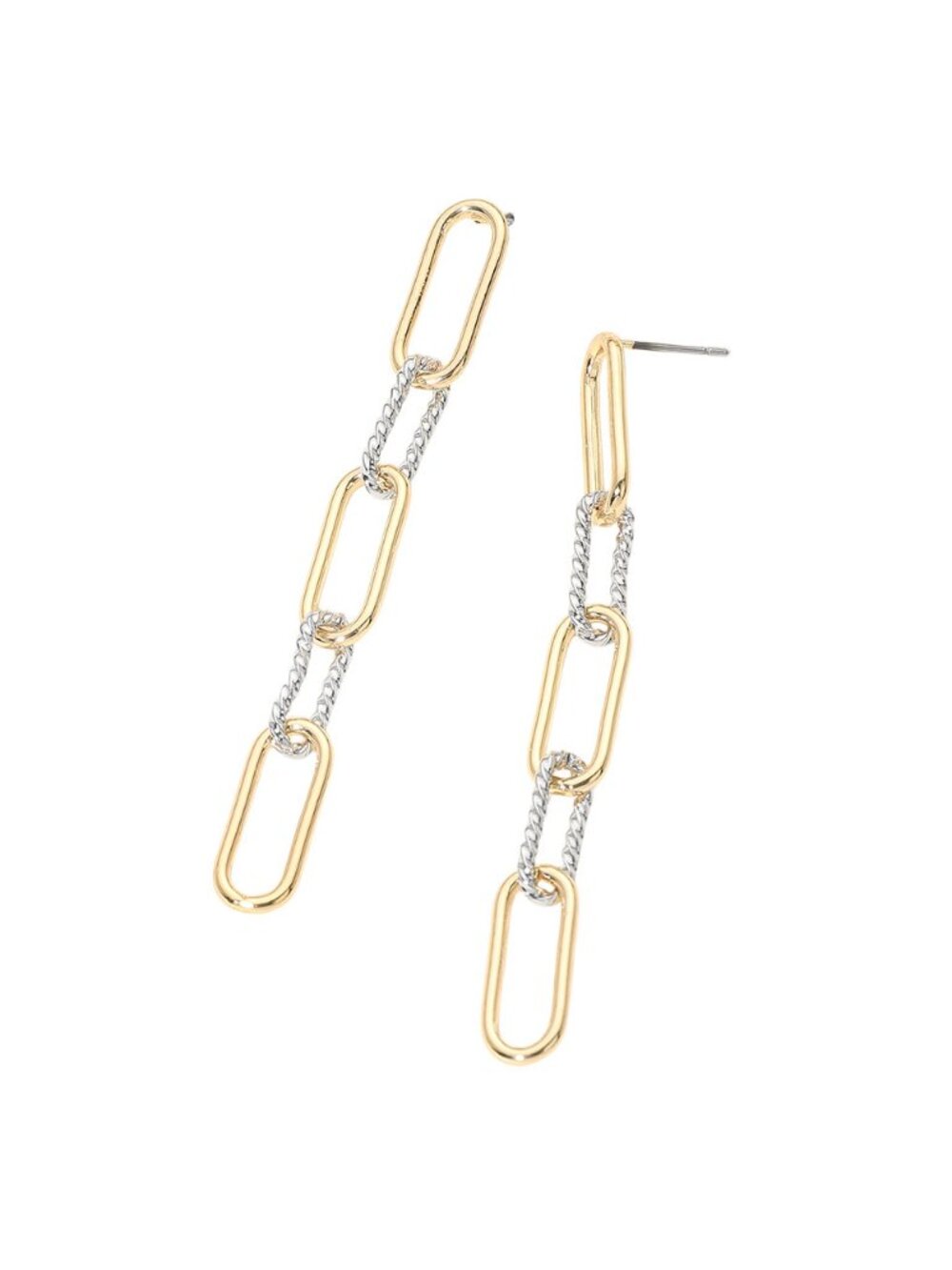Tigerstars Gold Rhodium Metal Geometric Chain Link Drop Earrings